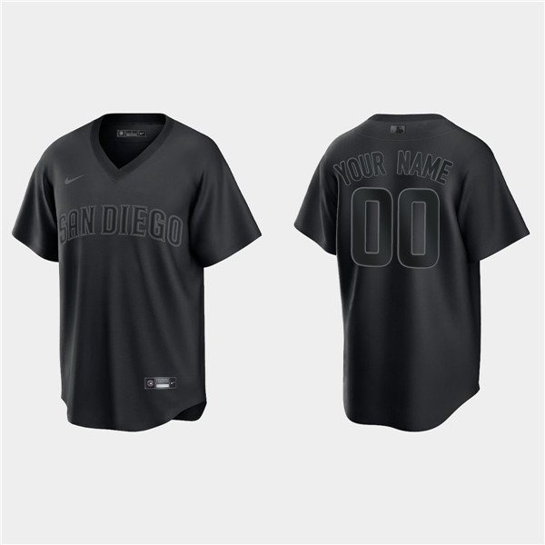 Men's San Diego Padres Active Player Custom Black Pitch Black Fashion Replica Stitched Jersey